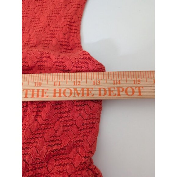 Free People Crochet Dress Womens Size Medium Orange Boho Keyhole Sleeveless - Picture 10 of 11